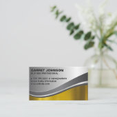 金ゴールドと銀金属ブラシ仕上げシャイン 名刺 (スタンド正面)