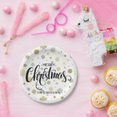 金ゴールドと銀雪の聖降誕祭カスタマイズ ペーパープレート (パーティー)