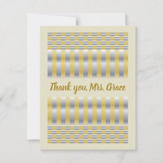 金ゴールドと銀(チェッカーとストライプ) サンキューカード (正面)