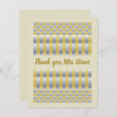 金ゴールドと銀(チェッカーとストライプ) サンキューカード (正面/裏面)