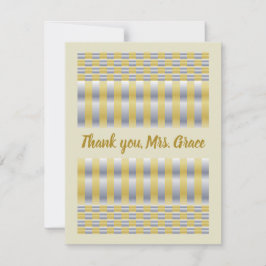 金ゴールドと銀(チェッカーとストライプ) サンキューカード