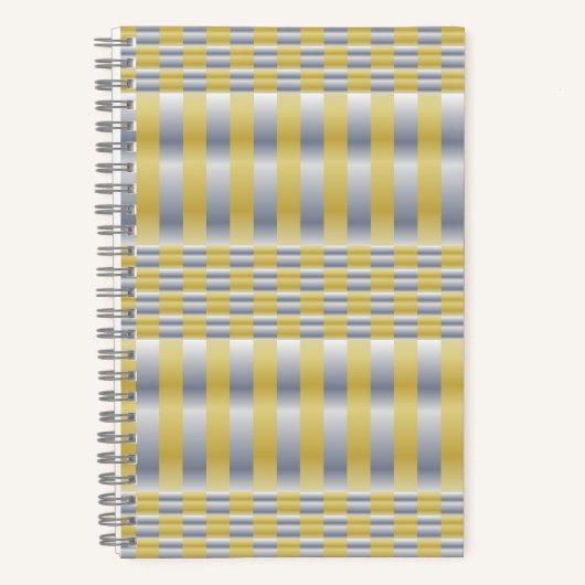 金ゴールドと銀(チェッカーとストライプ) ノートブック (正面)