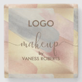 金ゴールドと銅色のブラシストロークの背景 ストーンコースター (正面)