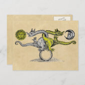 金ゴールドと錬金術の銀ドラゴン ポストカード (正面/裏面)