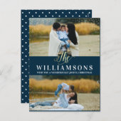 金ゴールドと雪 | 2写真クリスマスホリデー シーズンポストカード (正面/裏面)