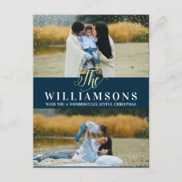 金ゴールドと雪 | 2写真クリスマスホリデー シーズンポストカード