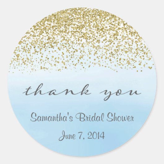 金ゴールドと青ありがとうシール ラウンドシール (正面)