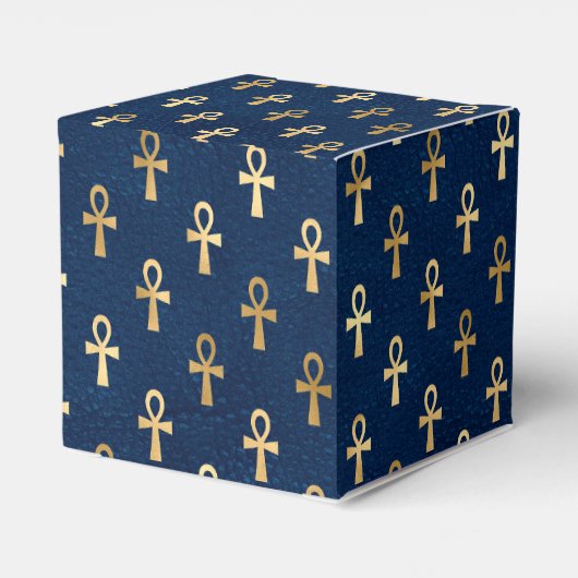 金ゴールドと青いエジプトのアンク様式 フェイバーボックス (裏面サイド)