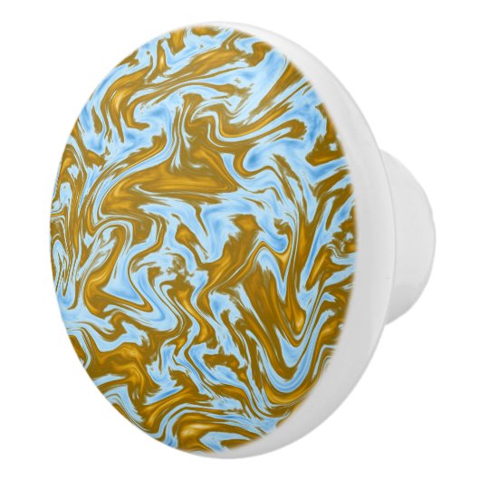 金ゴールドと青い大理石 セラミックノブ (右)