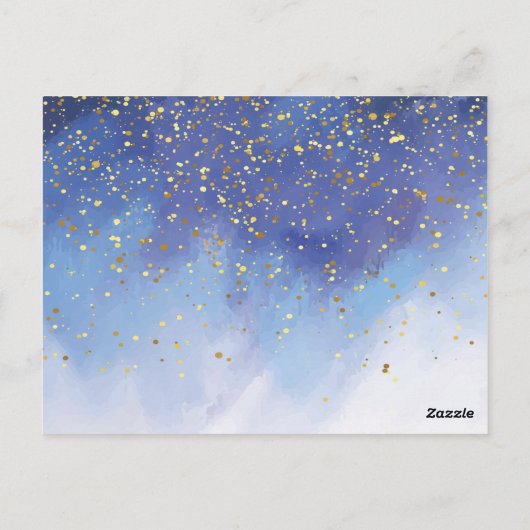 金ゴールドと青い水色のバプテスマ写真ありがとう ポストカード (裏面)