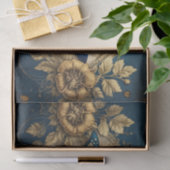 金ゴールドと青い金箔を付けた蝶のデコパージュ 薄葉紙 (ギフト)