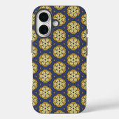 金ゴールドと青のフローラとティアドロップパターン Case-Mate iPhoneケース (裏面)