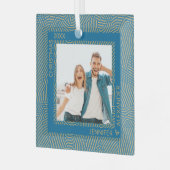 金ゴールドと青の写真 ガラスオーナメント (正面左)