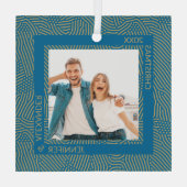 金ゴールドと青の写真 ガラスオーナメント (裏面)