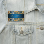 金ゴールドと青の宝石を付けた華美ヴィンテージイベントプランナー 名札 (インサイチュ)