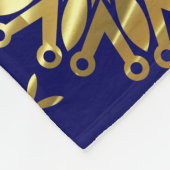 金ゴールドと青の幾何学模様 フリースブランケット (角)