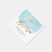 金ゴールドと青の水色の少年バプテスマ スタンダードカクテルナプキン (角)