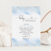 金ゴールドと青の水色の赤ちゃんシャワー散水 招待状