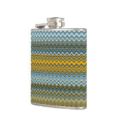 金ゴールドと青の波状ストライプ線 フラスク (左)