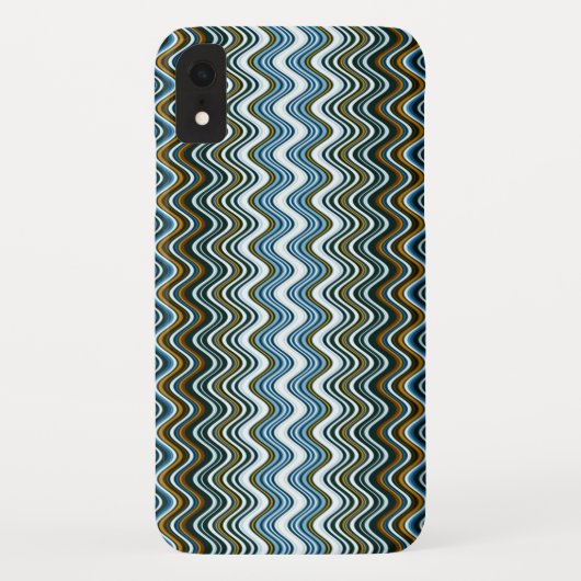 金ゴールドと青の波状ストライプ線 Case-Mate iPhoneケース (裏面)