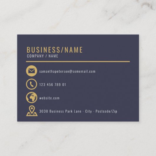 金ゴールドと青アイコンの名刺 名刺 (正面)