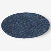 金ゴールドと青エジプト絵文字パターン ペーパープレート (アングル)