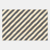 金ゴールドと青ストライプ色 ラッピングペーパーシート (正面3)