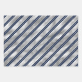 金ゴールドと青ストライプ色 ラッピングペーパーシート (正面)