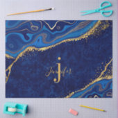 金ゴールドと青モダンのエレガントデコペカスタムー 薄葉紙 (クラフト)