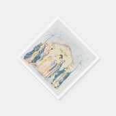 金ゴールドと青出生 スタンダードカクテルナプキン (角)