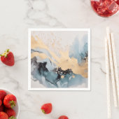 金ゴールドと青抽象芸術 スタンダードカクテルナプキン (インサイチュ)