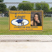 金ゴールドと青王室のアクセント付きビニールの卒業写真 横断幕 (インサイチュ)