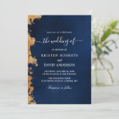 金ゴールドと青王室の結婚式招待状 招待状 (スタンド正面)