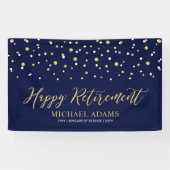 金ゴールドと青紙吹雪 |ハッピーリタイアメントパーティー 横断幕 (横)