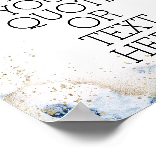 金ゴールドと青色彩の鮮やかパーソナライズされた引用文ポスター ポスター (角)