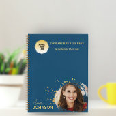 金ゴールドと青、ビジネス企業の用フォト ノートブック