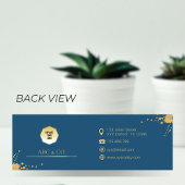 金ゴールドと青、写真を図形にカスタム追加企業の スキニー名刺