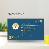 金ゴールドと青、写真を図形にカスタム追加企業の 名刺