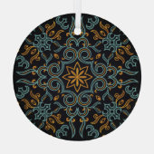 金ゴールドと青：装飾ヴィンテージ ガラスオーナメント (裏面)