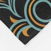 金ゴールドと青:装飾ヴィンテージ フリースブランケット (角)