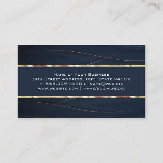 金ゴールドと青 | 贅沢 名刺 (裏面)