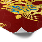 金ゴールドと鳥の二重幸福のシンボル ポスター (角)