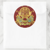 金ゴールドと鳥の二重幸福のシンボル ラウンドシール (バッグ)