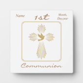 「金ゴールドと鳩の十字架」第一聖体銘板 フォトプラーク (正面)