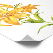 金ゴールドと黄色の水色のポスターのタイガーリリー ポスター (角)