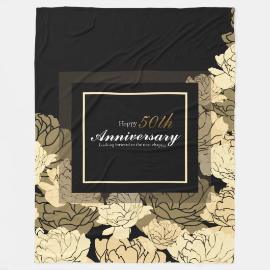 金ゴールドと黄色バラプリントフリースブランケット フリースブランケット (正面)