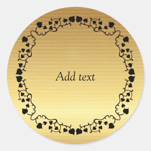金ゴールドと黒いアイビートリムテンプレート ラウンドシール (正面)