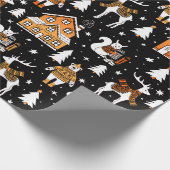 金ゴールドと黒いクリスマスのシロクマの鹿の冬 ラッピングペーパー (角)