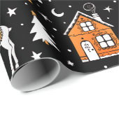 金ゴールドと黒いクリスマスのシロクマの鹿の冬 ラッピングペーパー (ロールコーナー)