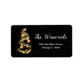 金ゴールドと黒いクリスマスの飾り ラベル (正面)